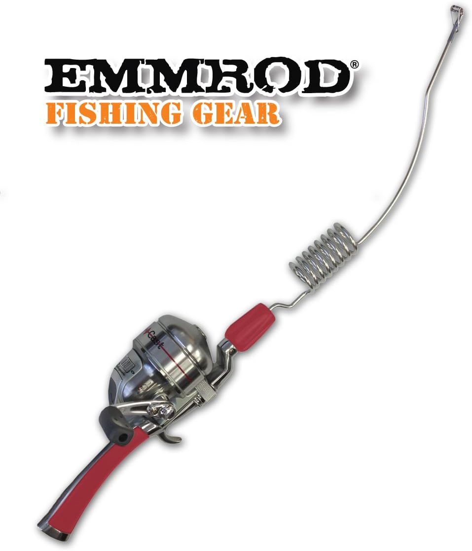 Emmrod 8 Coil Casting Rod Packer Combo - RED Handle Compact Fishing Pole & Reel