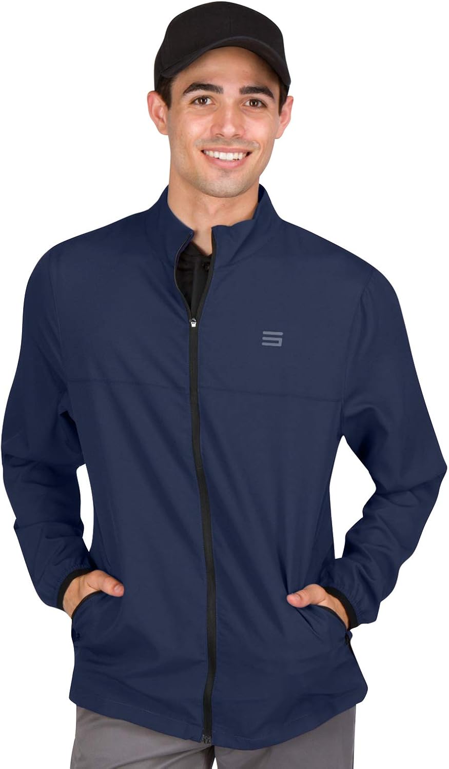 Mens Windbreaker Jackets - Zippered Golf Wind Breaker Jacket - Vented, Dry Fit: Clothing