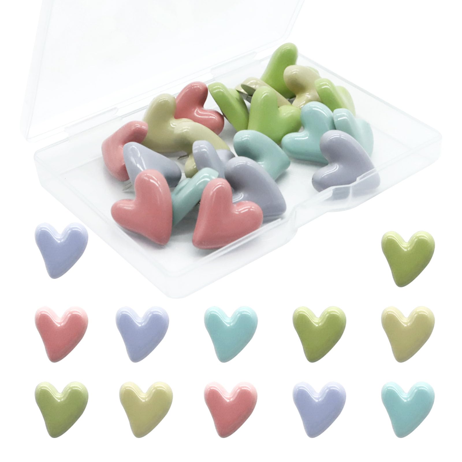 Photo 1 of 20 Pcs Colored Heart Push Pins,Cute Push Pins for Bulletin Board Heart Shaped Decorative Push Pin for Home Office Classroom Decor Cute Thumbtacks for Cork Boards