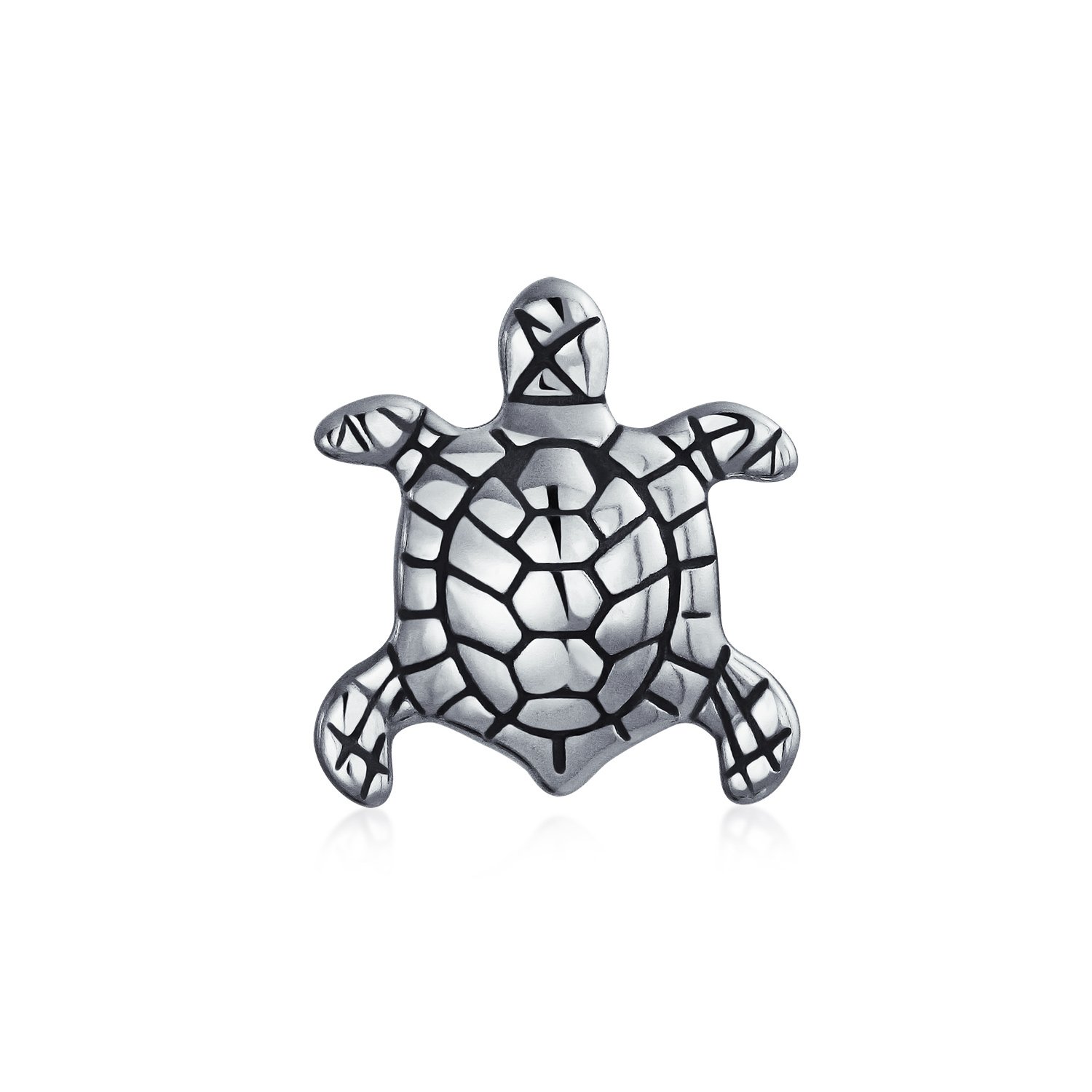 Oval Nautical Sea Tropical Beach Vacation Reptile Tortoise Turtle Bead Charm For Women Teen Oxidized .925 Sterling Silver Fits European Bracelet