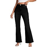 High Waist Flare Jeans for Women Stretchy Vintage Washed Bell Bottom Slim Bootcut Jeans(White,XXL)
