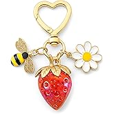 AZHEPU Strawberry Keychains Bag Charms Purse Charms for Women Girls, Cute Small Strawberry Keychain Key Chains Accessories
