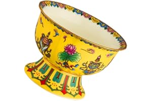 Toyvian Enamel Painted Ceramic Tribute Bowl for Meditation Yoga Space Small Smooth Decorative Home Accent