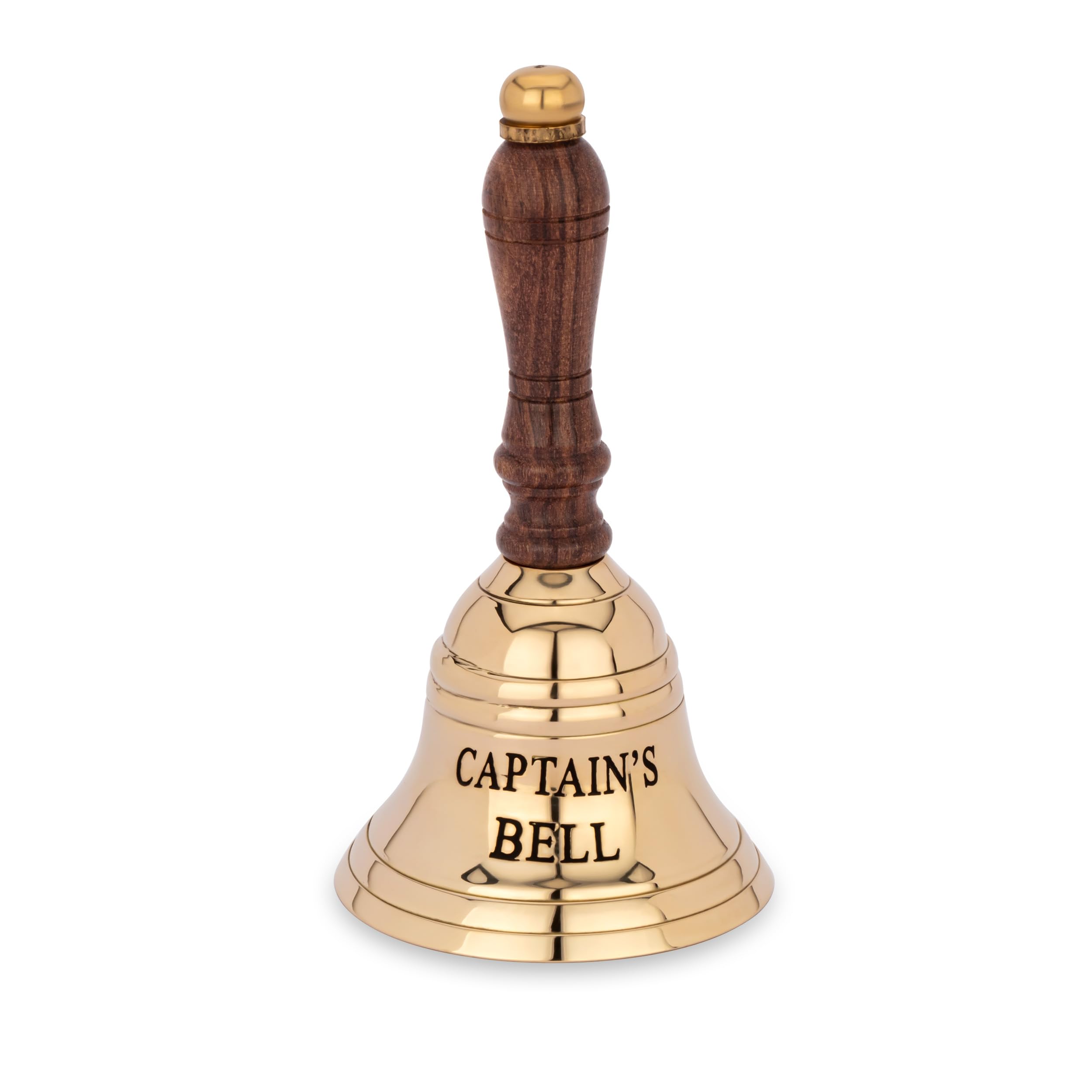 NKlaus Captain's Bell 13 cm Brass Gold Engraved Hand Bell Service Bell 14627