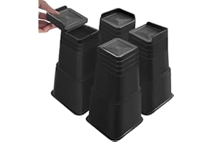 shouwuhho Bed Risers 12 inch Heavy Duty, Oversized Furniture Risers Support up to 6,000 Lbs for Sofa Table Couch Chair Leg Frame Dorm (4 Pack, Black, 12 inch)