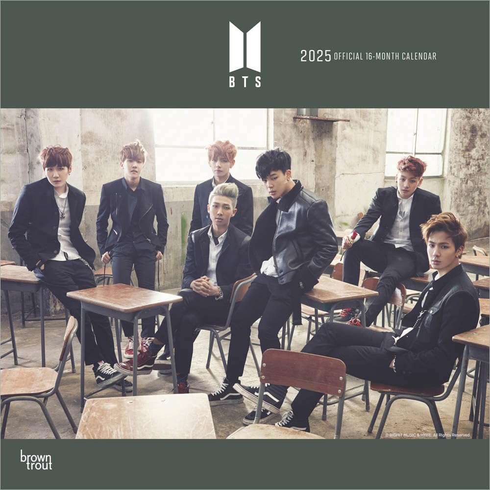 Photo 1 of BTS OFFICIAL | 2025 12 x 24 Inch Monthly Square Wall Calendar | Plastic-Free | BrownTrout | K-Pop Bangtan Boys Music