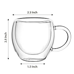 Wells Espresso Cups Set of 4 with Handle, 2.5oz