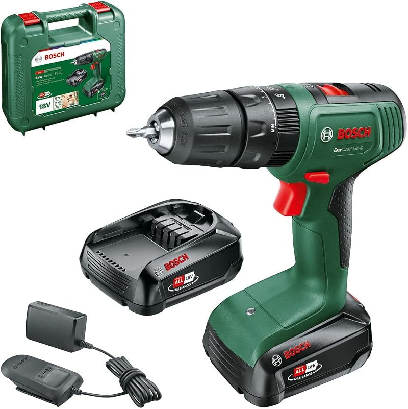 Bosch EasyImpact 18V-40 Cordless Combi Drill 2 Batteries 2.0Ah 18V System Case