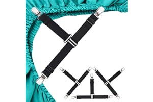 MENDENG Sheet Straps Fitted Sheet Clips Holder Surspeners Keep Sheets in Place Bed Sheet Fasteners Gripper Black 4P