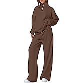 PRETTYGARDEN Womens Casual Two Piece Sets Fall 2026 Outfits Quarter Zip Sweatshirts Straight Leg Pants Sweatsuits Tracksuit