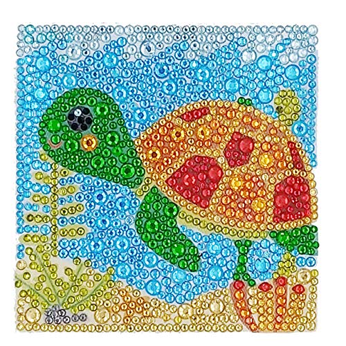 ParNarZar Small and Easy DIY 5d Diamond Painting Kits Mosaic Making with White Frame for Kids - Little Turtle 6X6inches (Renewed) - Thumbnail 2