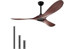 BECLOG Ceiling Fan, Indoor/Outdoor Ceiling Fans With Remote Control,Reversible DC Motor, 52in Ceiling Fans No Lights Plastic Fan Blade Walnut Look for Patio Bedroom Living Room