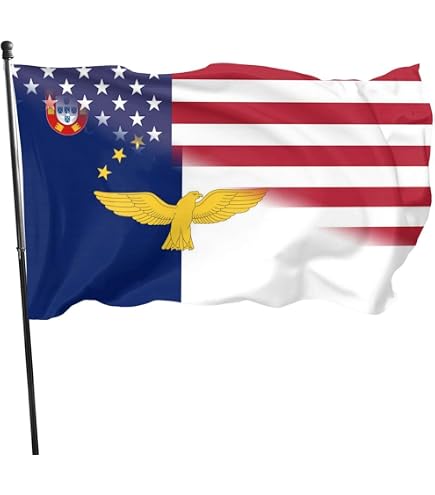 DMSE Azoren Flagge | 90x150 Cm, 100% Polyester | Doppelt Genäht, UV-beständig, Mit Metallösen | 3'x5' Fuß