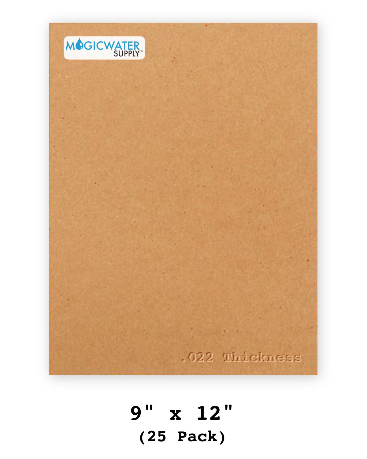 25 Chipboard Sheets 9 x 12 inch - 22pt (point) Light Weight Brown Kraft Cardboard for Scrapbooking & Picture Frame Backing (.022 Caliper Thick) Paper Board | MagicWater Supply