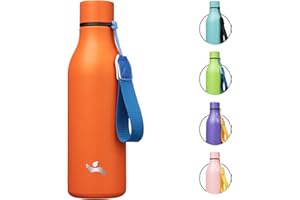 Konokyo Insulated Water Bottle with Strap,18oz Double Wall Stainless Steel Vacuum Bottles Metal Water Flask,Orange
