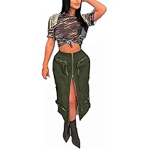 【WONDER WONDER】Cargo Pocket Nylon Back Slit Maxi Long SK Amazon.com: LAJIOJIO Cargo Skirts High Waisted Skirts for
