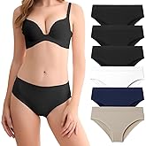 SAYCELI Womens Bikini Panties Seamless Underwear, Soft Stretch Cheekini Hipster Briefs 6 Pack