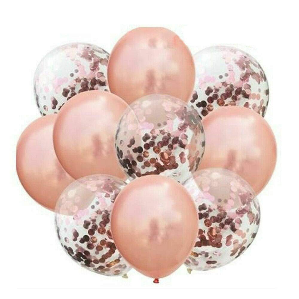 12" Thick Metallic Pearl Confetti Latex Balloons Shiny Colors For Wedding Party Birthday Decorations Rose Gold Color Pack of 10