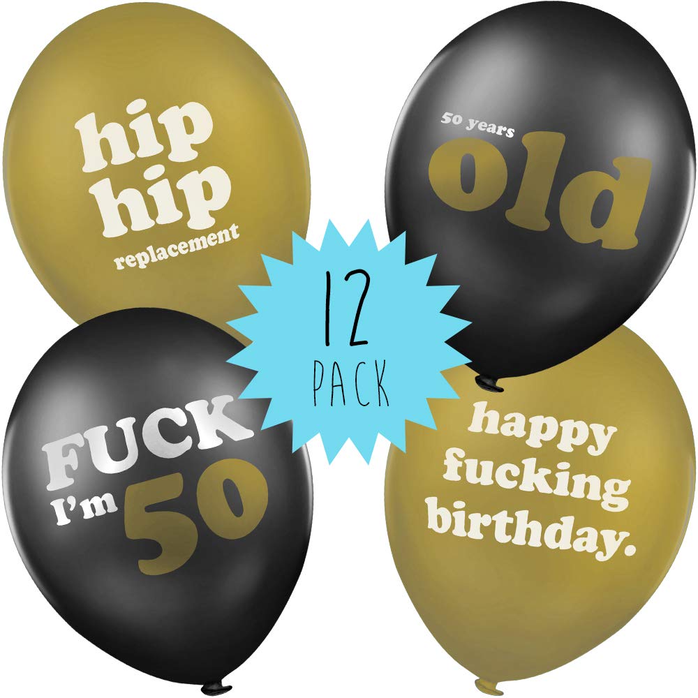 50th Birthday Balloons - Pack of 12 funny rude lockdown birthday balloons gift idea for 50th birthday party decorations