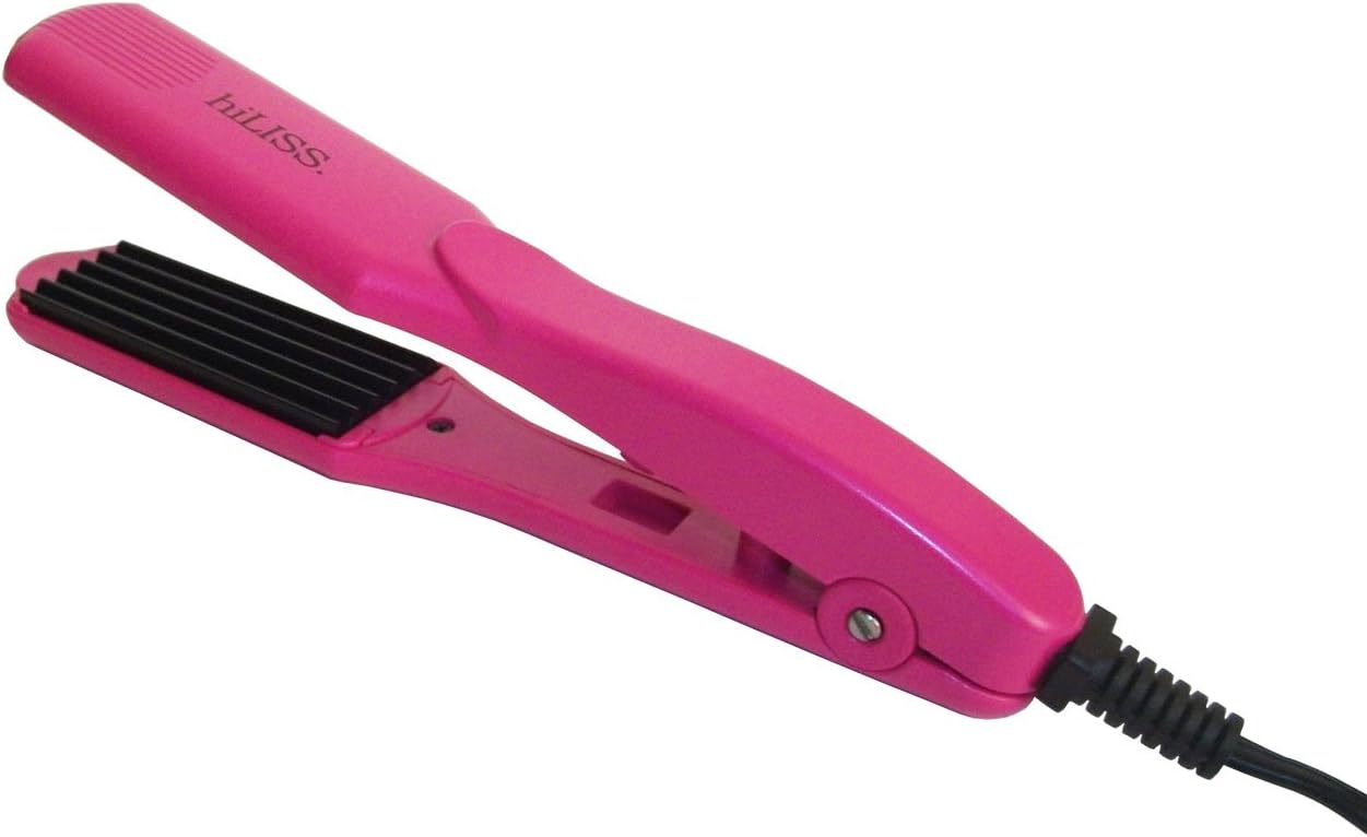 hiLISS Pro Hair Crimper Professional Hair Weaver Crimping Iron Mini Travel Styling Tools (Pink)
