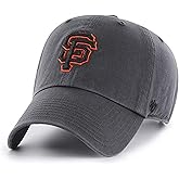 '47 MLB Charcoal Team Color Primary Logo Clean Up Adjustable Hat Cap, Adult One Size