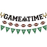 Game Time Football Banner - No DIY - Pre-strung Sports Games Day Themed Party Banners Triangle Flags Garland - Bowl Game Birthday & Sports Fantasy Party Decorations Supplies