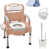 Bedside Commodes, 16" Toilet Chair Seat with Handles, Adjustable Mobile Portable Toilets, Anti-Slip and Anti-Rollover, Adult Potty Chair Load 660 Lb for Seniors Disabilities Elderly & Others