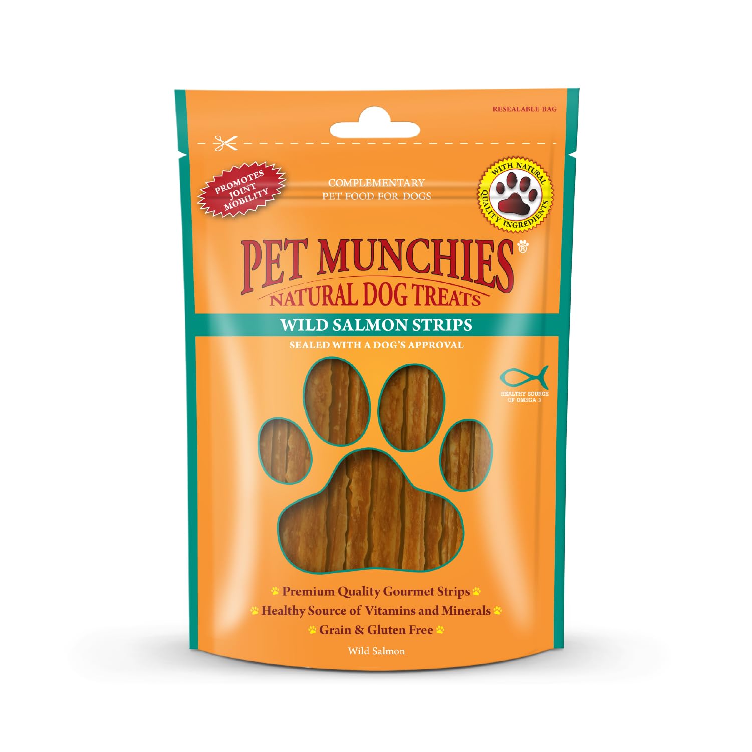 Pet Munchies Wild Salmon Strips Dog Treats, Premium Grain Free Dog Chews with Natural Real Meat (Box of 8 pack 80g) 640g