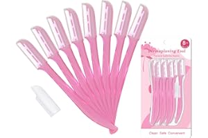 BULIMICA Dermaplaning Tool, Face Razors for Women, Dermaplane Razor for Women Face, Eyebrow Razor & Face Shaver for Women, Facial Peach Fuzz Hair Removal Razor for Women, 8 Count, Pink