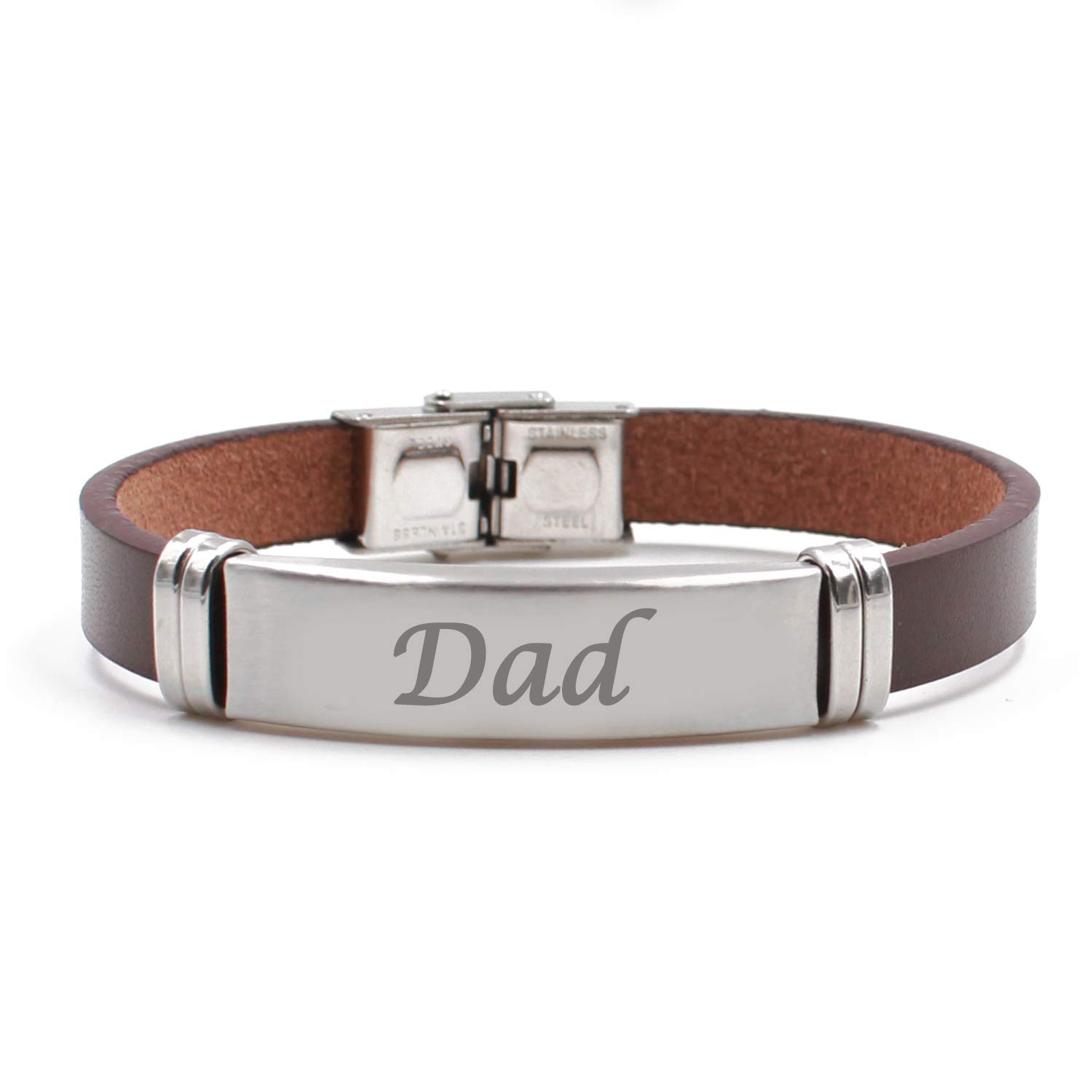 Kigu Dad Leather Bracelet, Brown Premium Leather Bracelet, Customised Leather Bracelet for Dad, Gifts for Dad, Incl Gift Packaging