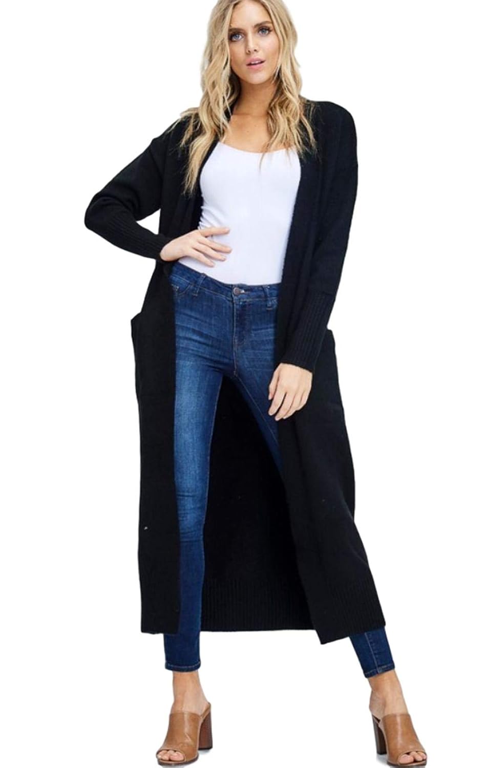 Buy Alis Long Black Cardigan Sweater Floor Length Maxi Duster