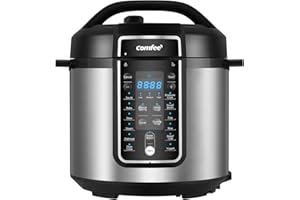 COMFEE’ Pressure Cooker 6 Quart with 12 Presets, Multi-Functional Programmable Slow Cooker, Rice Cooker, Steamer, Sauté pan, 