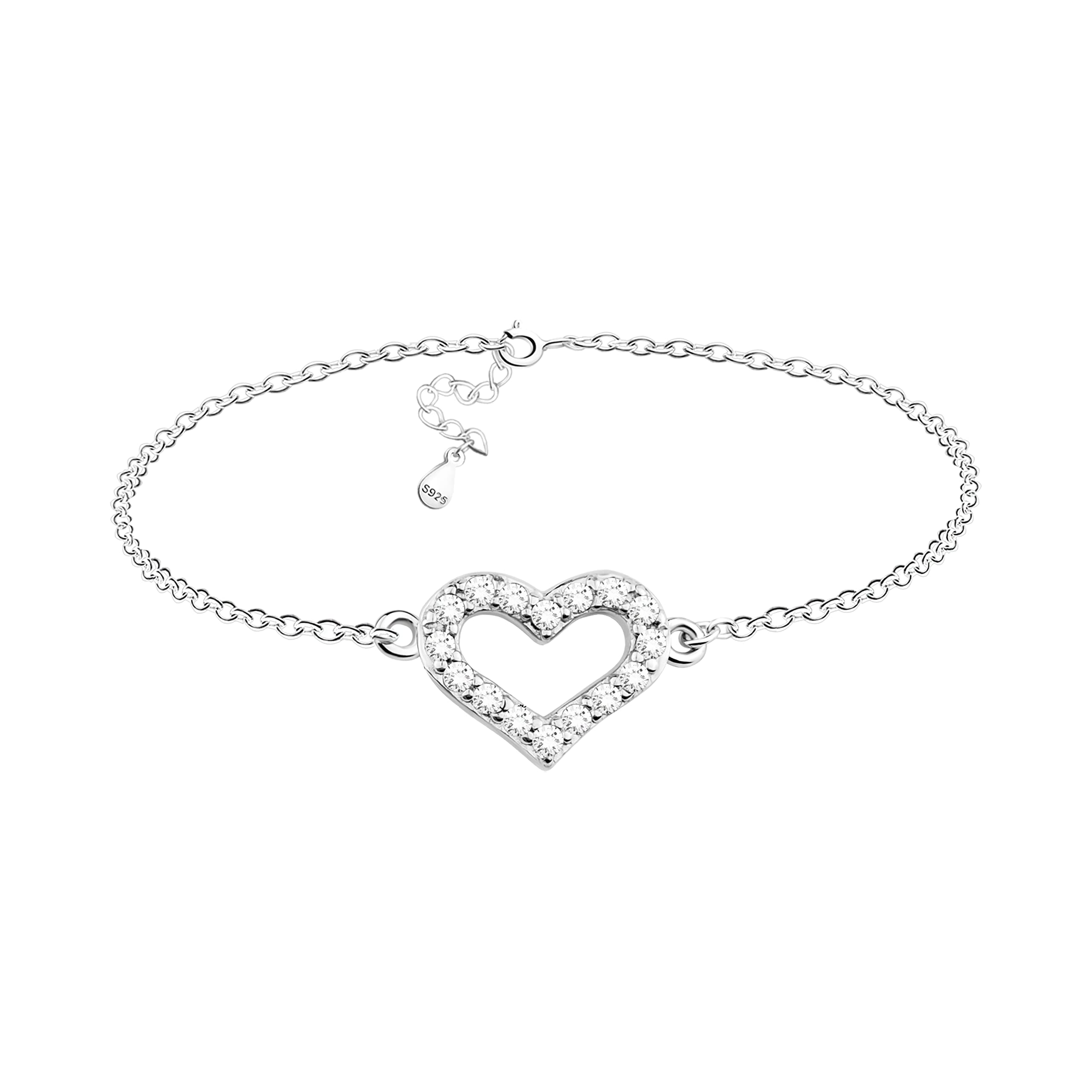 Sofia Milani - Women's Bracelet 925 Silver - with Zirconia Stones - Heart Pendant - 30086