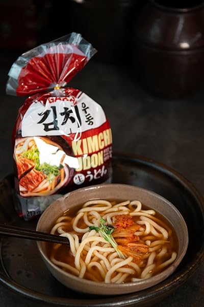 GARAK KIMCHI SOUP UDON NOODLES (3 PACKS) – THICK JAPANESE-STYLE KOREAN NOODLES WITH SEASONING, READY IN 2 MINUTES, PERFECT FOR QUICK MEALS (645G / 22.75OZ)