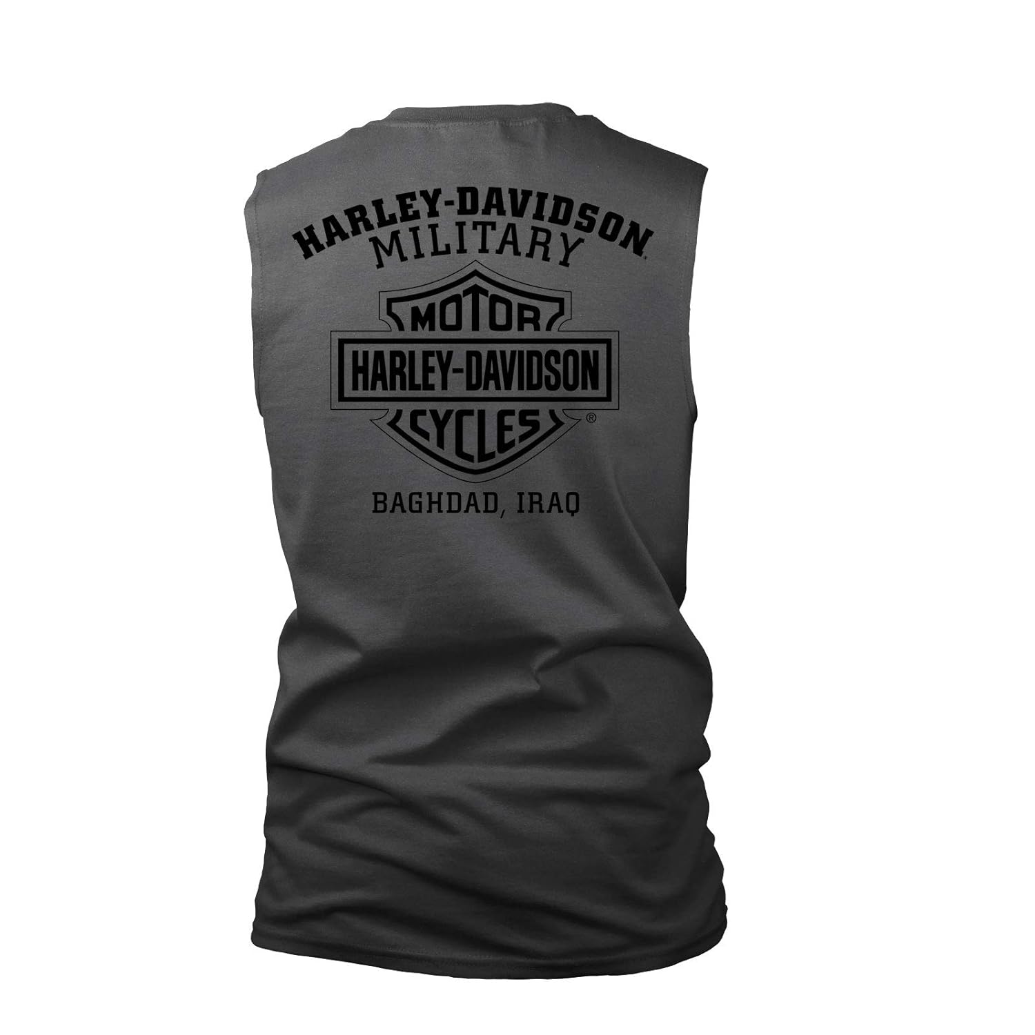 Men\u0027s Pocket T-Shirt Decree Baghdad - Harley-Davidson - Charcoal Sleeveless Military |