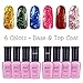 Yaoshun Soak Off Gel Nail Polish Top Coat Base Coat UV Gel Polish Sequins Glitter Colors Kit 8 Pcs/Lot #008