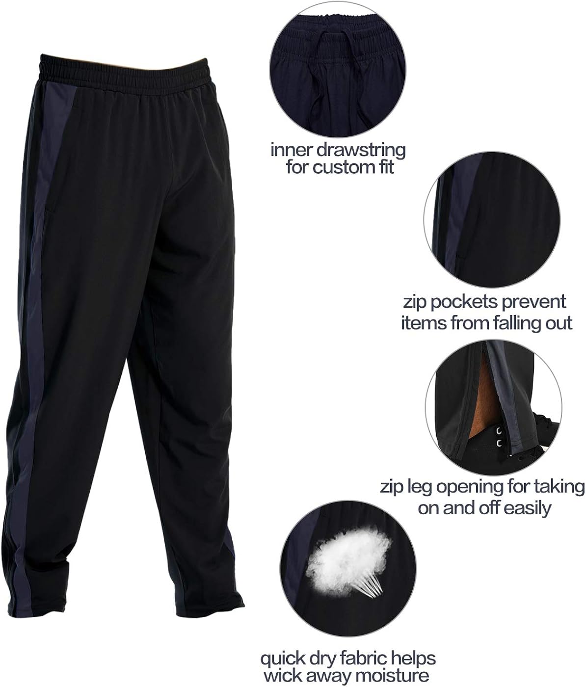 mens zip leg tracksuit bottoms