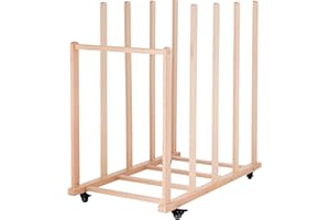 Somime Extra Large Art Canvas Storage Rack, Art Drying Rack, Wooden Canvas Boards Rack with Handle and Caster Wheels for Drawing Boards, Panels, Artwork in Art Studio/Gallery
