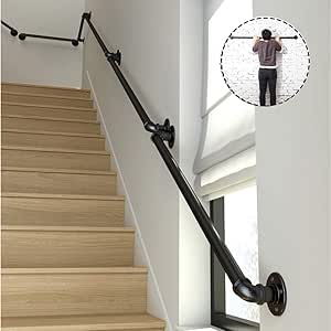 Barandilla de Escalera de Metal, Barandilla Negra Montada en la Pared