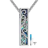 HKPATOP Cremation Urn Necklaces for Ashes Sterling Silver 3D Vertical Bar Memorial Pendant for Loved Ones Keepsake Cremation Jewelry Gifts for Women Men