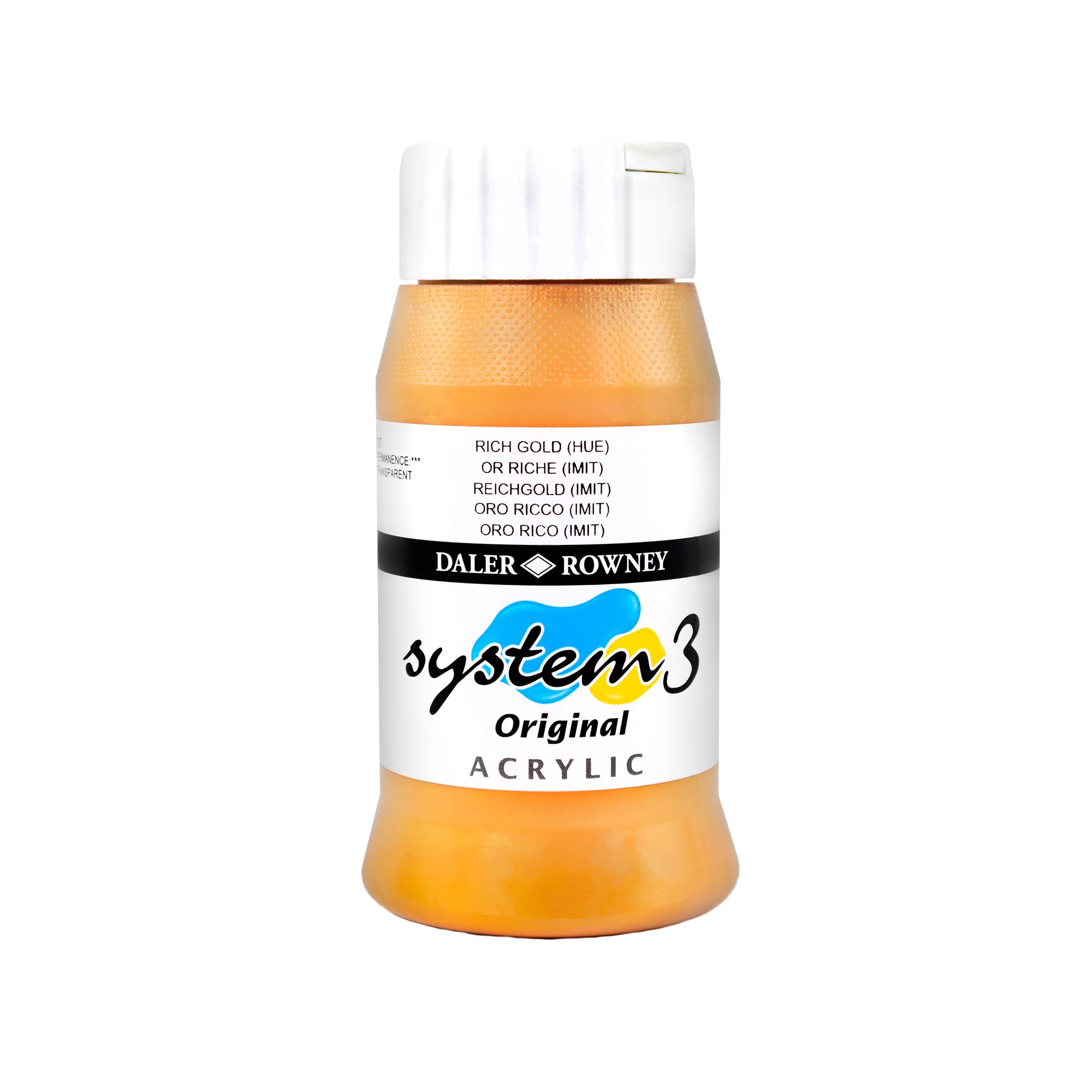 Daler-Rowney System3 Acrylic Paint, Plastic Pot, 16.91oz - 500 ml, Rich Gold Imitation