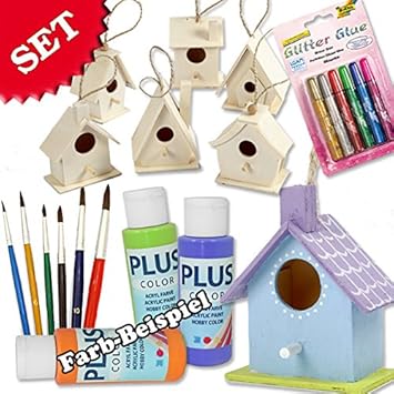 Vogelhaus Bastel Set Fur Kinder Mit 6 Vogelhausern Aus Holz