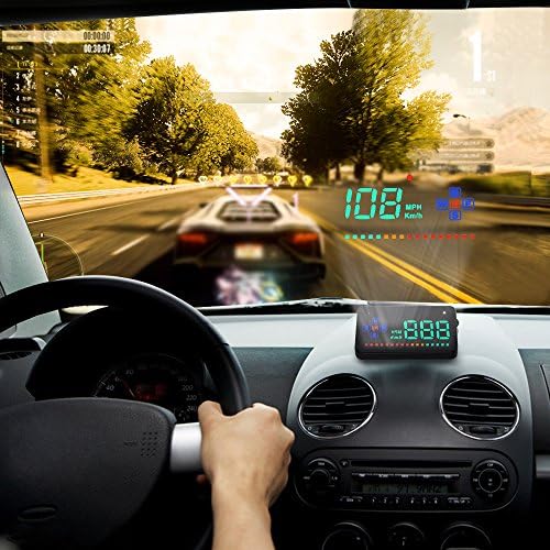 TRF Car HUD 3.5 inch A2 GPS Heads Up Display, Built-in GPS Module Measure Driving Speed, Powered by Cigarette Lighter, Speeding Warning Projector, Compatible with all Cars