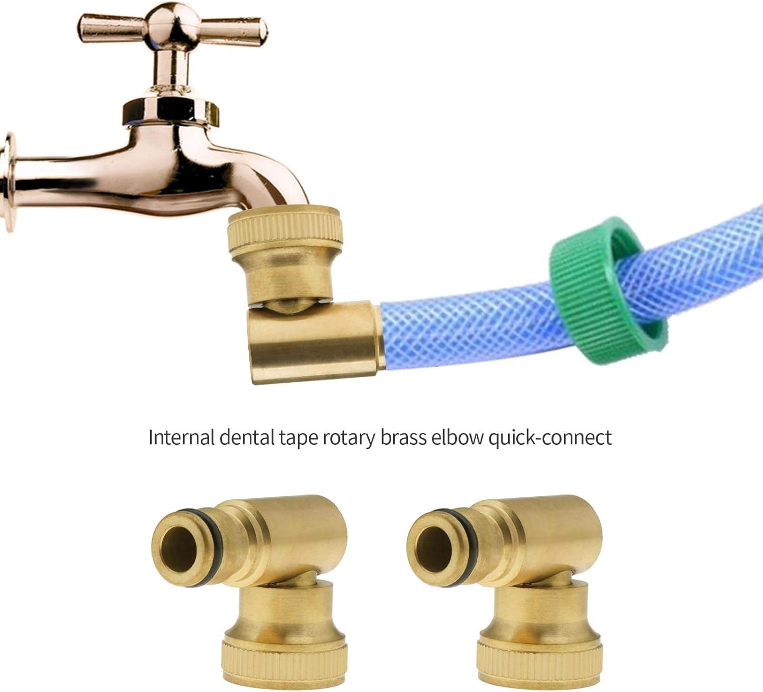 2Pcs 3/4 Hose Tap Connector, Brass Revolving Female Thread to 3/4 Quick