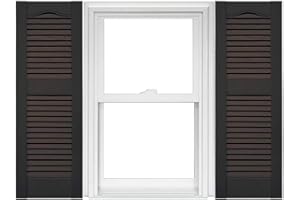 Mid America Open Louver Vinyl Shutters (1 Pair) - 14.5 x 52 010 Musket Brown