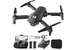 BEIYOQSZ Mini Drone with Camera for Adults Beginner Kids, 1080P WiFi FPV, Foldable, 2 Batteries, One-Click Take Off/Landing, Altitude Hold Black