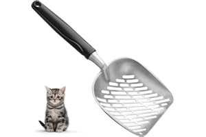 Apidgrowth Cat Litter Scoop,Mesh Shovel,Stainless Steel Metal Scoop,Poop Sifting,Mesh Shovel,Suitable for Cat Litter Box(Black)