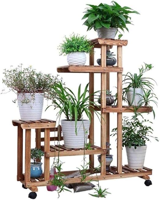 ANXWA Estantería para Plantas Soporte De Madera para Flores con 6 ...