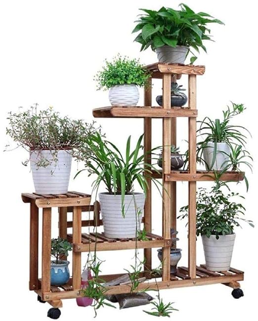 ANXWA Estantería para Plantas Soporte De Madera para Flores con 6 ...