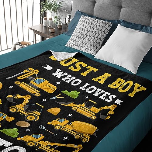 Just A Boy Who Loves Tractors Blanket Plush Cozy Fuzzy Super Soft Flannel Throw Blankets for Couch Sofa Chair Bedroom Gifts for Women Adult Swaddle Friend Birthday 40